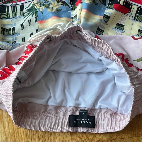 PACSUN Men’s Printed Havana Pink Bathing Swim Suit Size Small - Picture 10 of 12